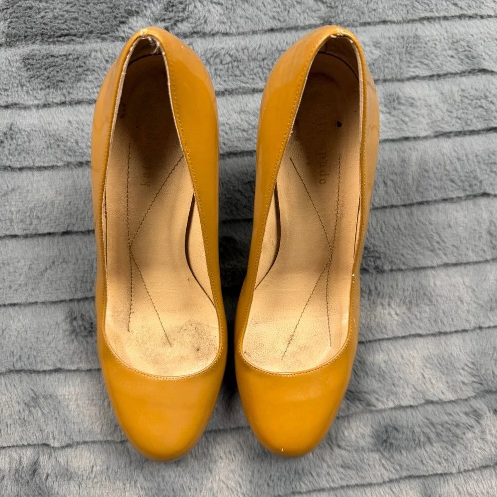 Kate Spade New York Mustard Yellow Patent Leather Platform Pumps Size 7.5 B